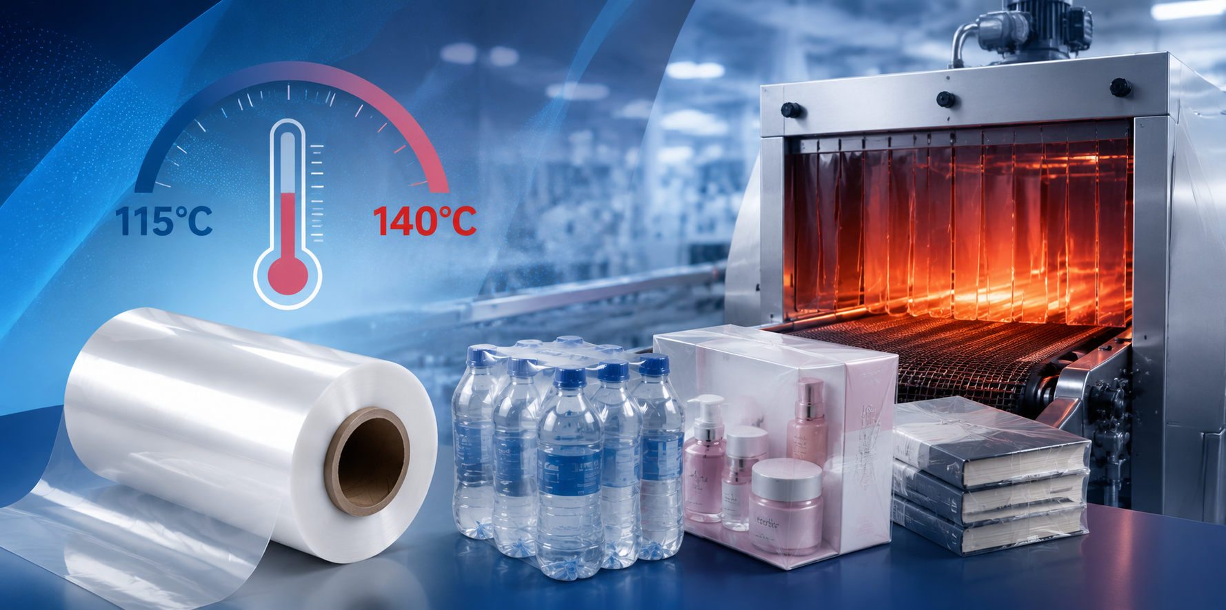 Ajustes de temperatura de retracción para película retráctil de POF